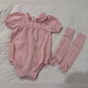 Nordstrom Pointelle Bubble Romper & Socks (Baby) pink newborn